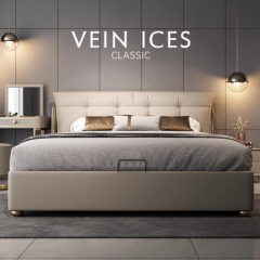 奶油风真皮床现代简约1.8米2米主卧双人大床齐边2.2米储物新婚床 单床 1.8*2.0米框架三抽屉