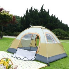 全自动帐篷户外露营帐篷自动弹压收纳2-3人免搭建便携可折叠帐篷 米白色